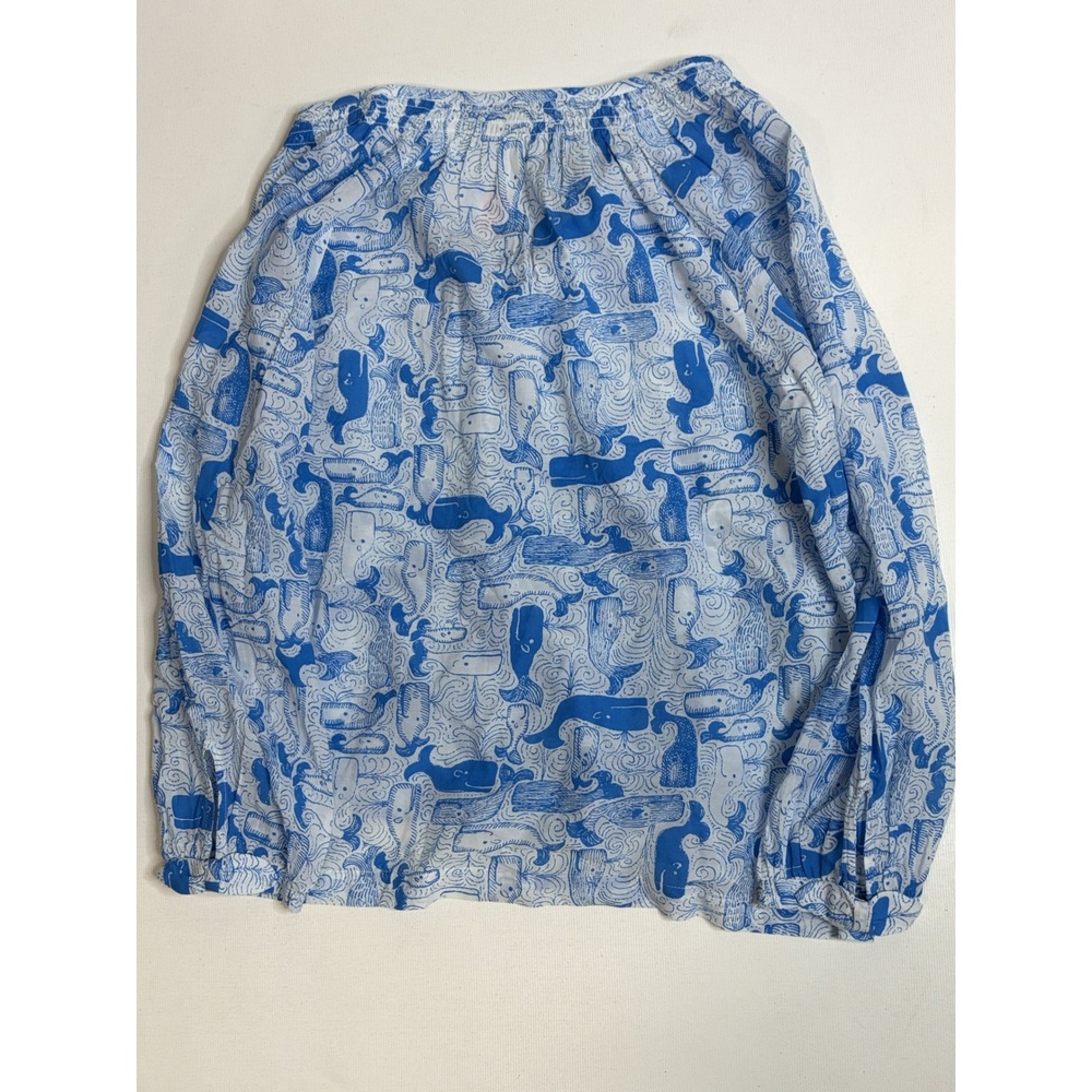 Lilly Pulitzer Andria Top Thar She Blows Whale Print Nassau Blue XL NWT - Picture 7 of 8